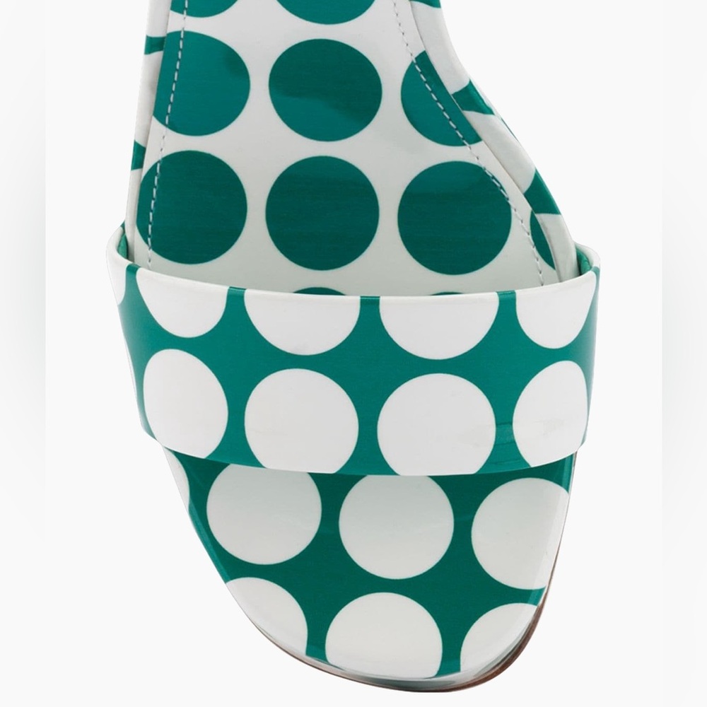 Larroudé Dolly white and green polka dot patent leather platform sandals - Picture 5 of 5